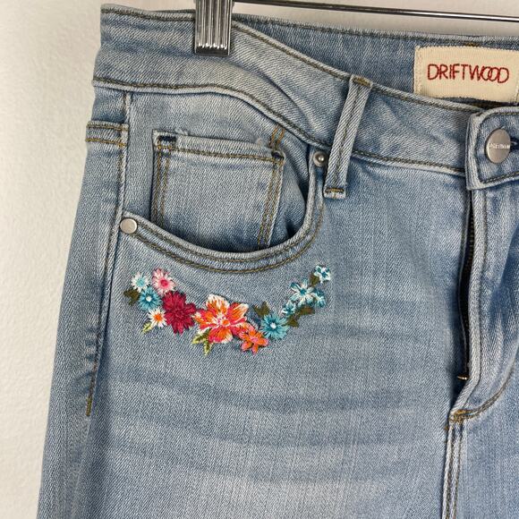 Driftwood Kelly Floral Embroidered Peace Sign Bootcut Jeans Women's 27x33 - Picture 5 of 11